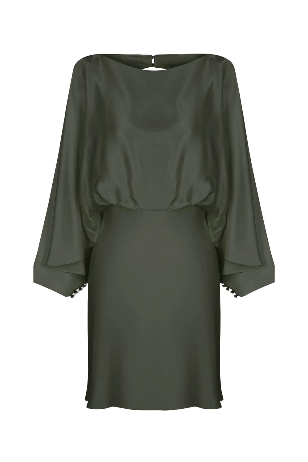 Shona-Joy-La-Lune-Open-Back-Curved-Sleeve-Mini-Dress-Olive Shona Joy dress