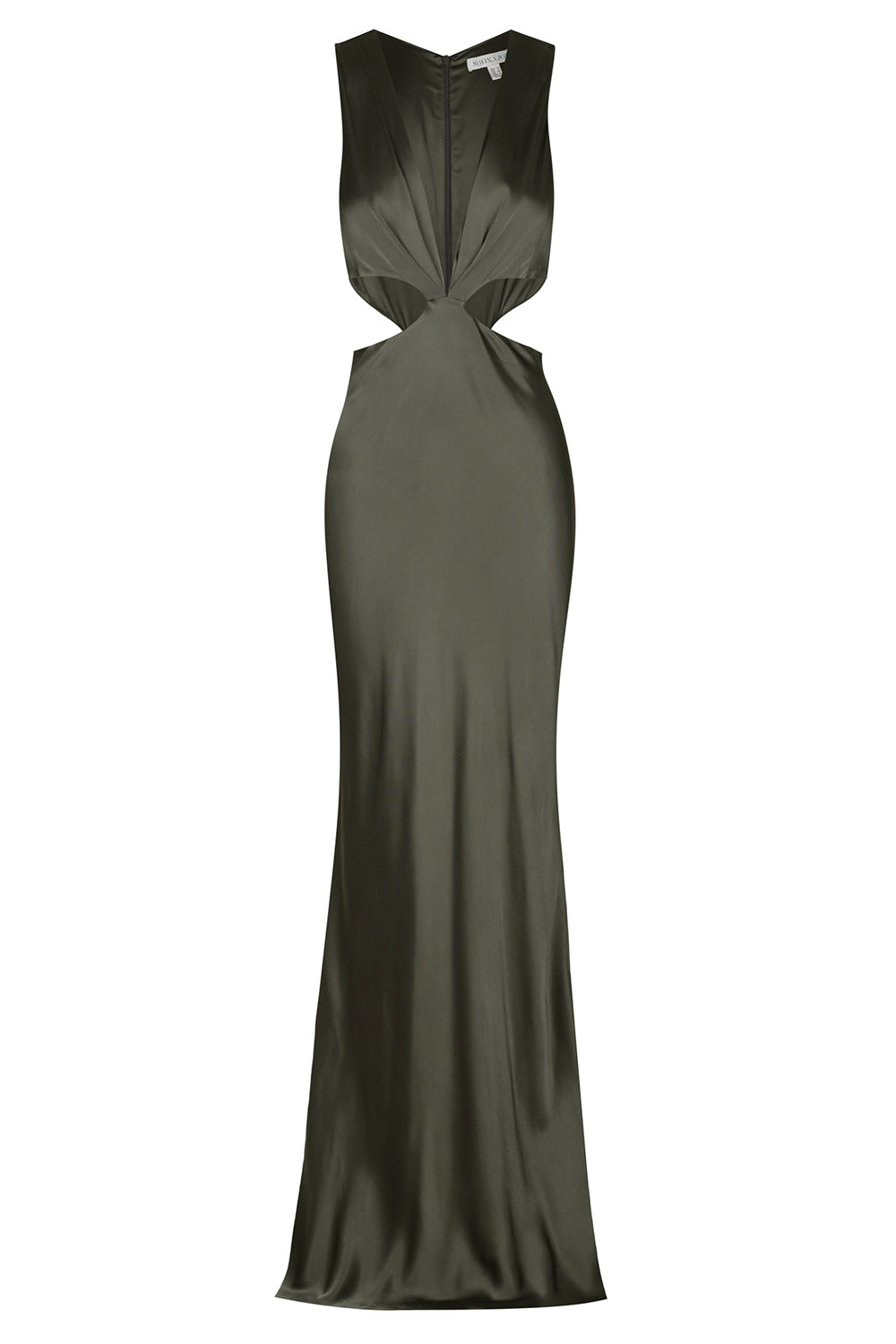 Shona Joy La Lune Plunged Cut Out Maxi Dress – Olive