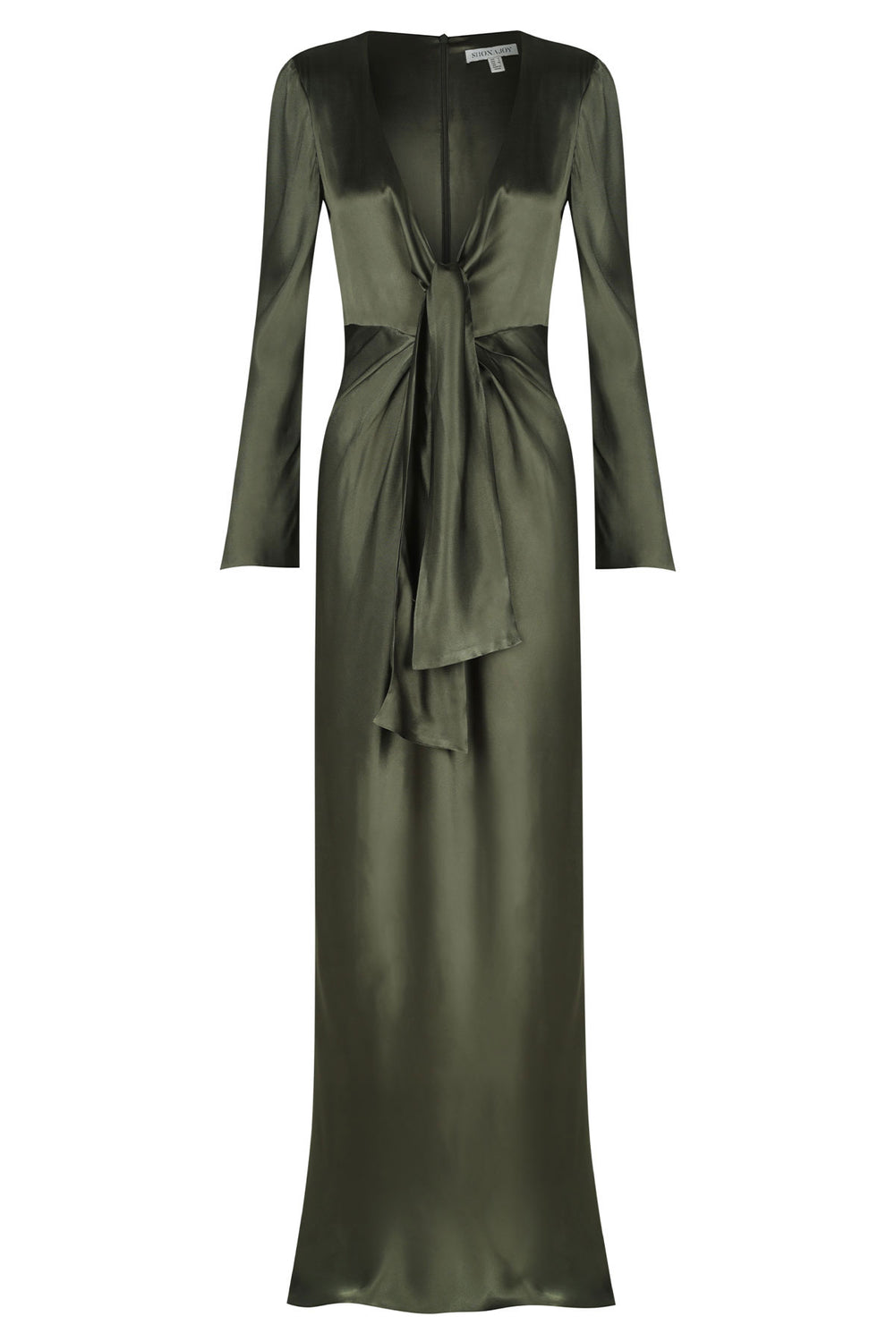 Shona Joy La Lune Plunged Tie Front Maxi Dress – Forest
