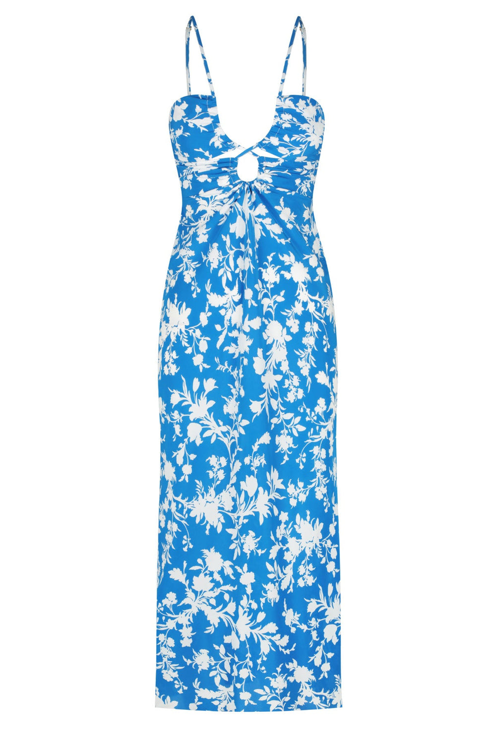 Shona Joy Laysan Silk Keyhole Lace Front Midi Dress
