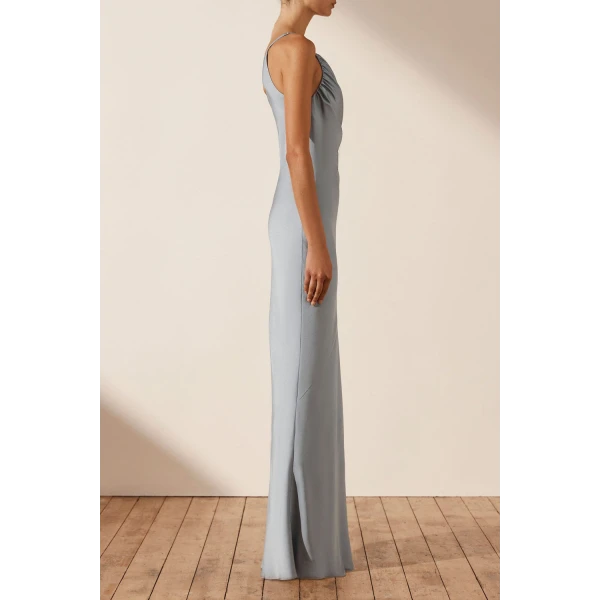 Shona Joy Luxe Asymmetrical Gathered Maxi Dress - Azure