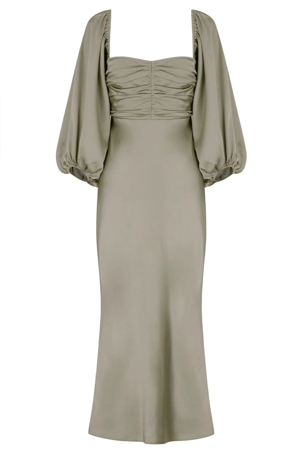 Shona-Joy-Luxe-Ruched-Bodice-Long-Sleeve-Midi-Dress-Eucalyptus Shona Joy dress
