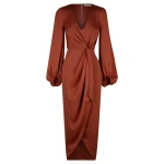 Shona-Joy-Luxe-Tie-Front-Balloon-Sleeve-Midi-Dress-Sangria Shona Joy dress
