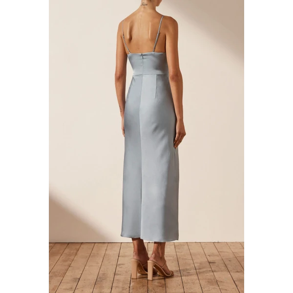 Shona Joy Luxe Twist Front Sleeveless Midi Dress - Azure
