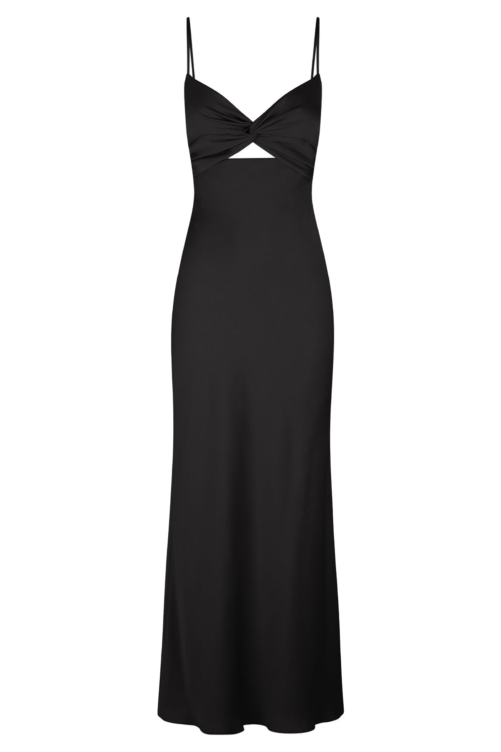 Shona Joy Luxe Twist Front Sleeveless Midi Dress – Onyx