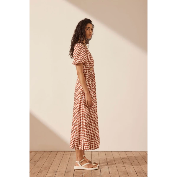 Shona Joy Marmo Linen Drawstring Midi Dress