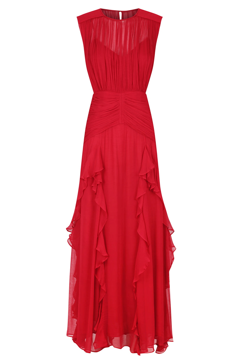 Shona Joy Marquis Round Neck Sleeveless Maxi Dress – Roma Red