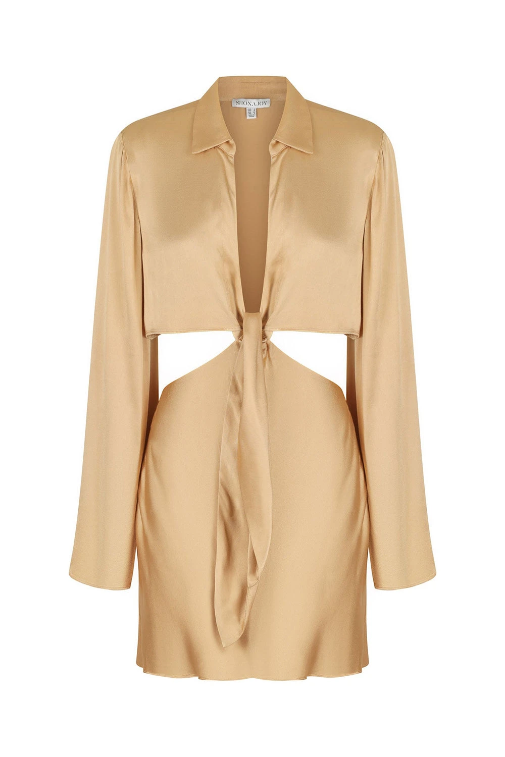Shona-Joy-Oliviera-Long-Sleeve-Tie-Front-Mini-Dress-Taffy Shona Joy dress