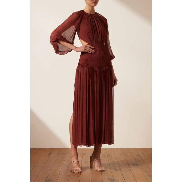 Shona Joy Safira Cut Out Backless Midi Dress - Sangria
