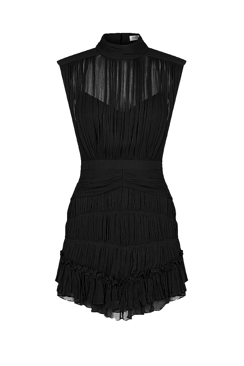 Shona Joy Safira Sleeveless Ruched Mini Dress – Black