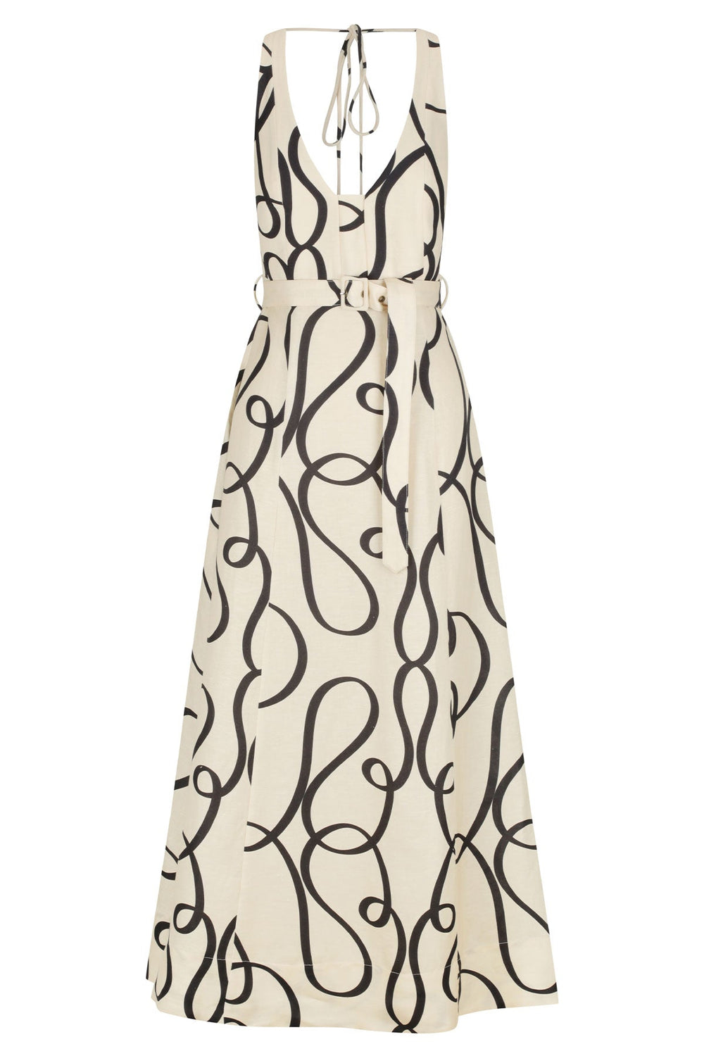 Shona Joy Vietri Linen Plunged Panelled Midi Dress