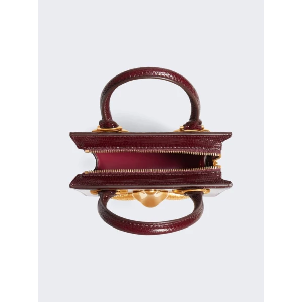 Schiaparelli Mini Anatomy Jewelry Bag in Brown Lizard Leather top view