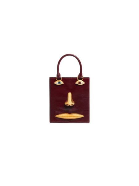 Schiaparelli Mini Anatomy Jewelry Bag in Brown Lizard Leather front view