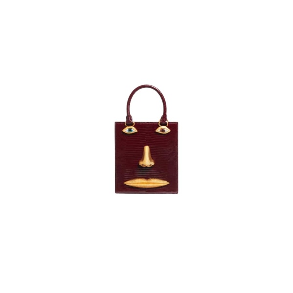 Schiaparelli Mini Anatomy Jewelry Bag in Brown Lizard Leather front view