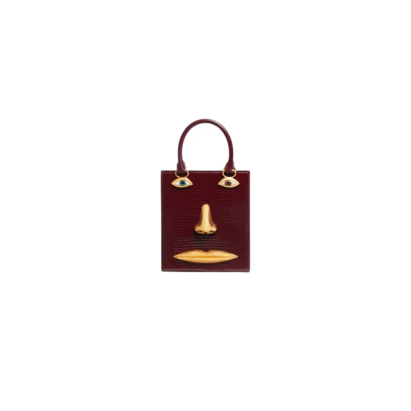 Schiaparelli Mini Anatomy Jewelry Bag in Brown Lizard Leather front view