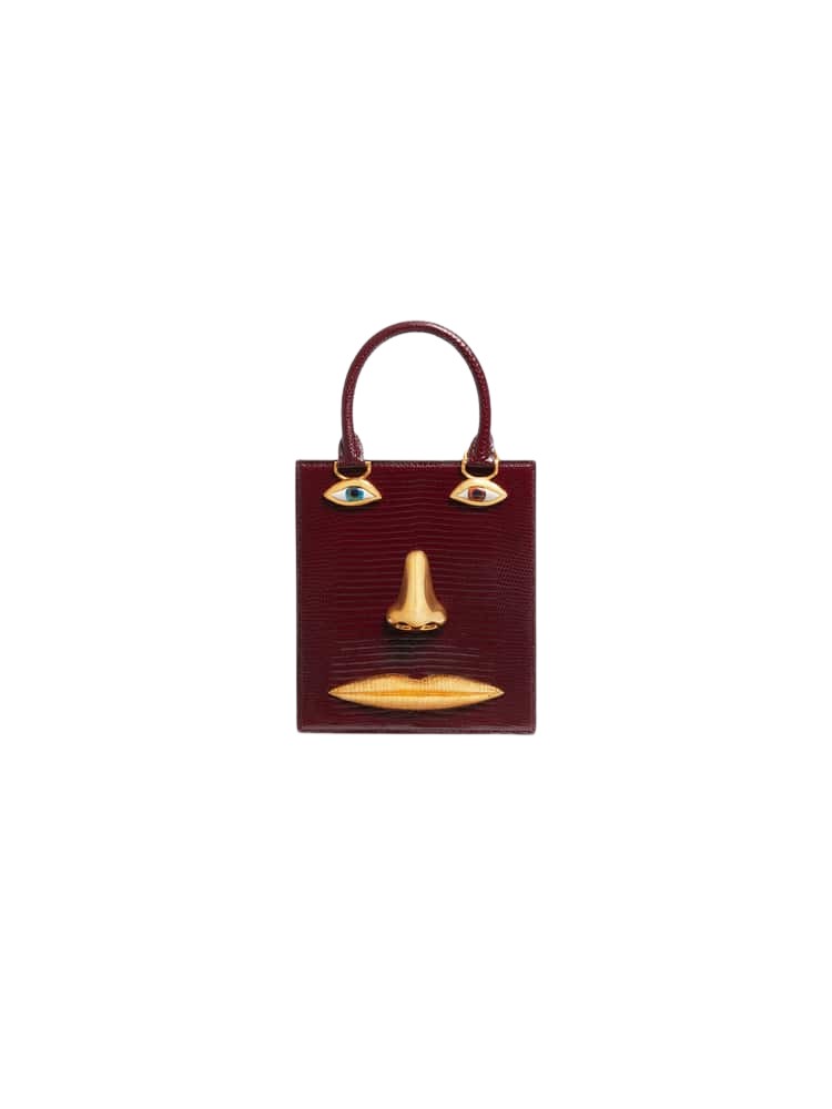Schiaparelli Mini Anatomy Jewelry Bag in Brown Lizard Leather front view