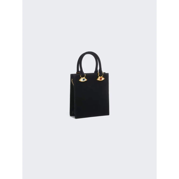 Schiaparelli Mini Anatomy Jewelry Bag with embroidery and gold face hardware (nose and mouth) - Back View
