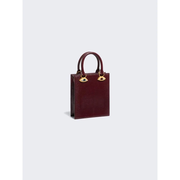 Schiaparelli Mini Anatomy Jewelry Bag in Brown Lizard Leather back view
