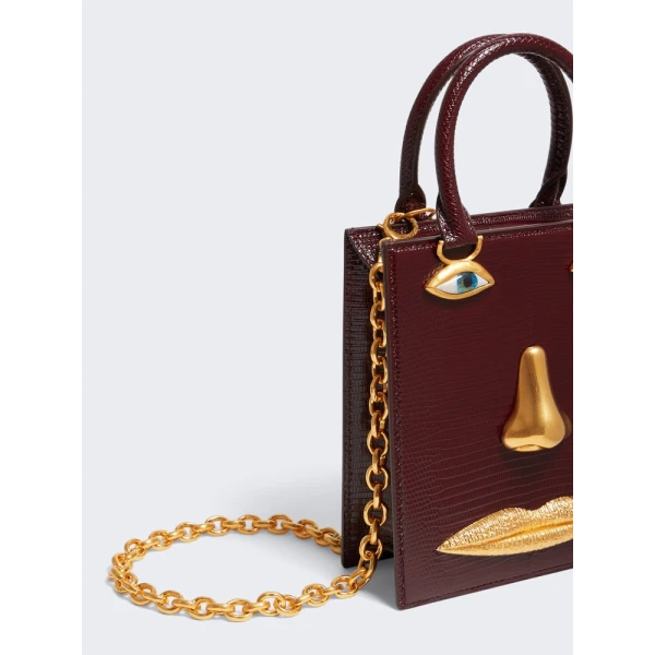 Schiaparelli Mini Anatomy Jewelry Bag in Brown Lizard Leather side view