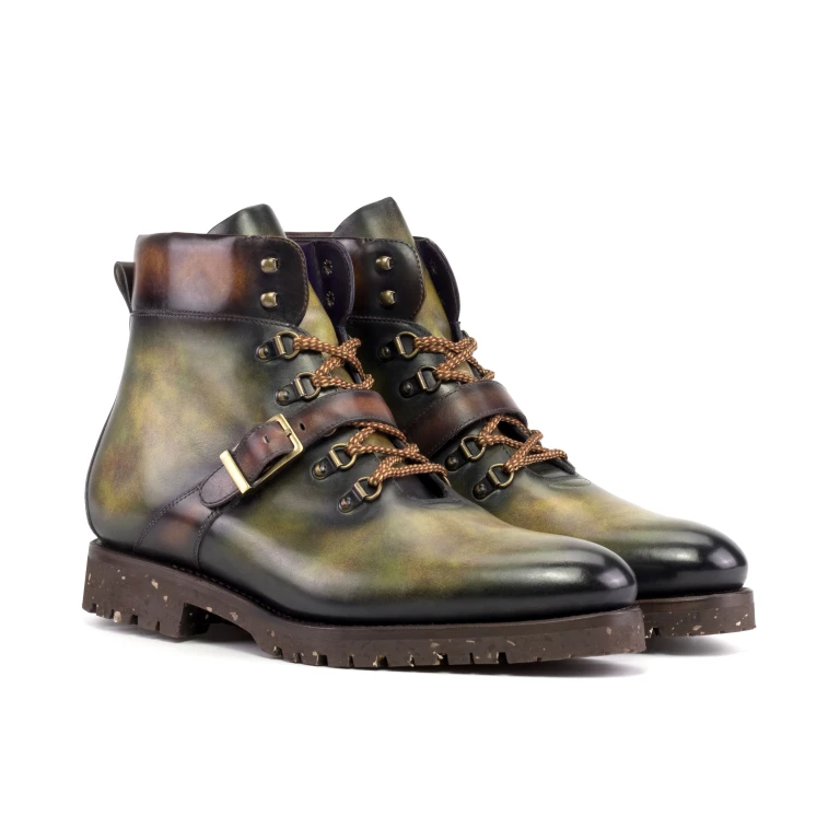  Luxury Handbags By You Hiking Boot – Burgundy and Green Patina