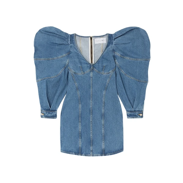 AZ FACTORY Balloon Sleeve Dress Blue55126 nobg