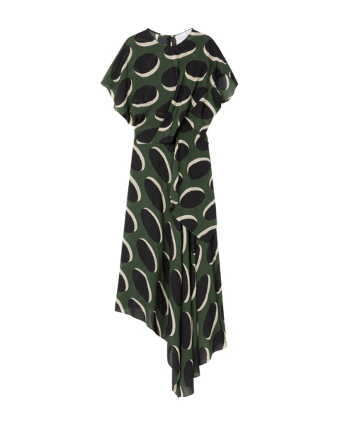 AZ FACTORY Draped Asymmetric Dress Khaki Macaroon30531 nobg