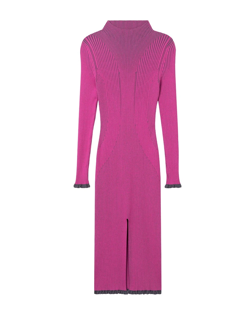 AZ FACTORY Ribbed Knit Turtleneck Slit Dress FuchsiaGrey49581 nobg AZ FACTORY Ribbed Knit Turtleneck Slit Dress FuchsiaGrey49581 nobg