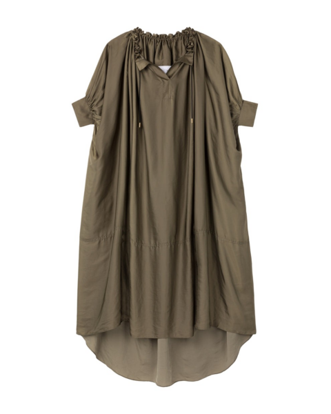 AZ FACTORY Ruched Neckline Kaftan Khaki71110 nobg