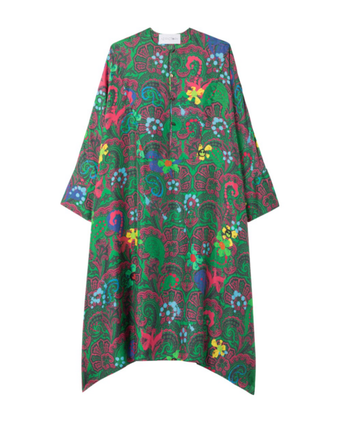AZ FACTORY Silk Twill Kaftan Dress Motly Paisley62071 nobg