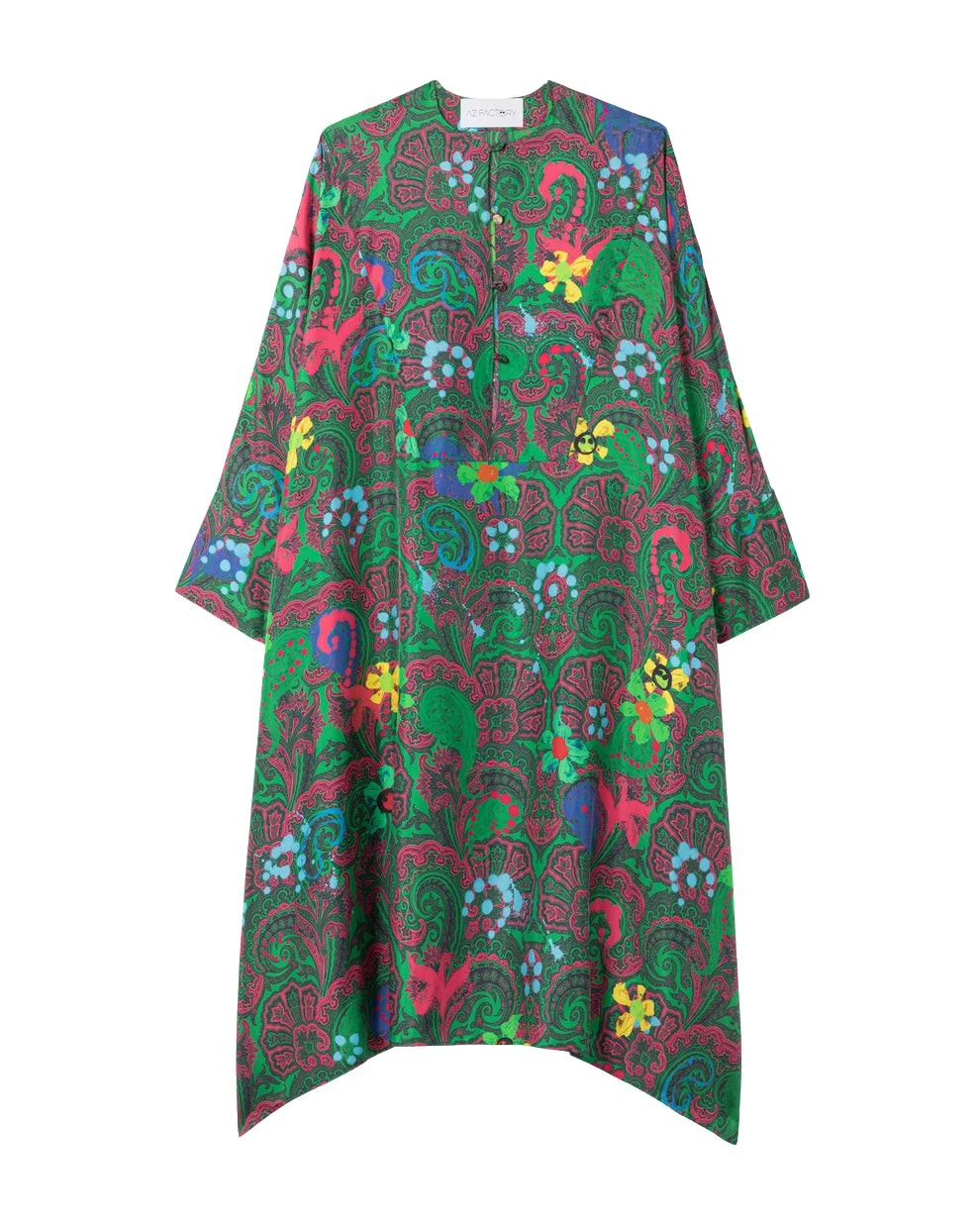 AZ FACTORY Silk Twill Kaftan Dress Motly Paisley62071 nobg AZ FACTORY Silk Twill Kaftan Dress Motly Paisley62071 nobg