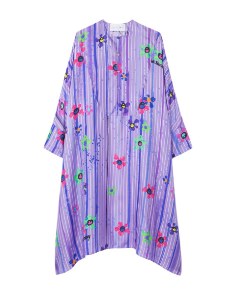 AZ FACTORY Silk Twill Kaftan Dress Splash Purple83307 nobg