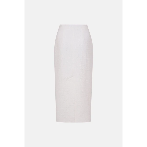 Checked Tweed Boucle Midi Skirt - Image 3