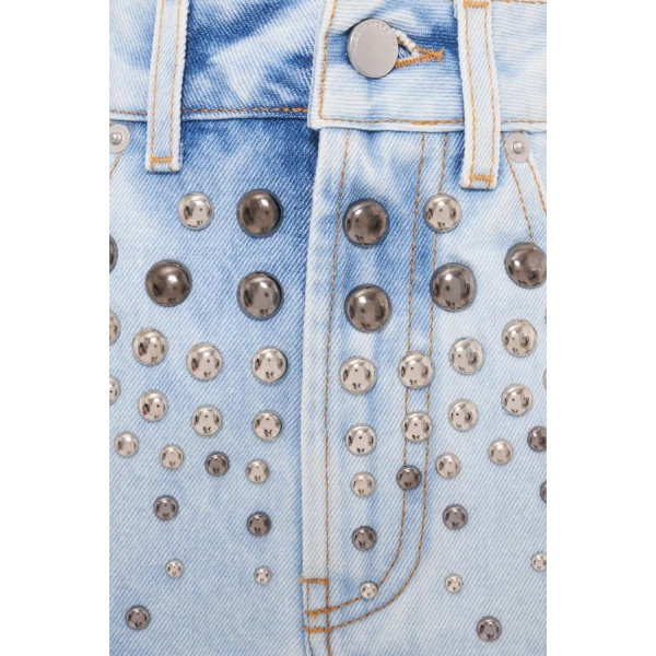 Denim Shorts With Studs - Image 4