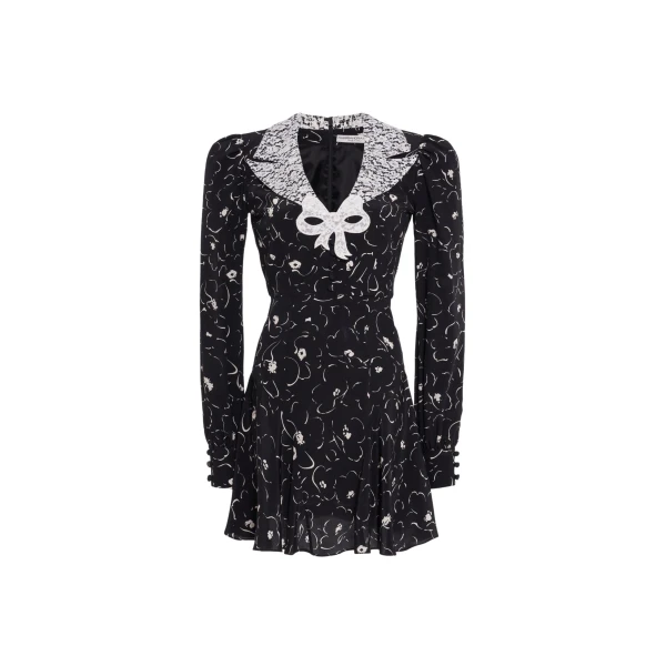 Alessandra Rich Floral Print Silk Mini Dress With Lace Collar scaled14977 nobg