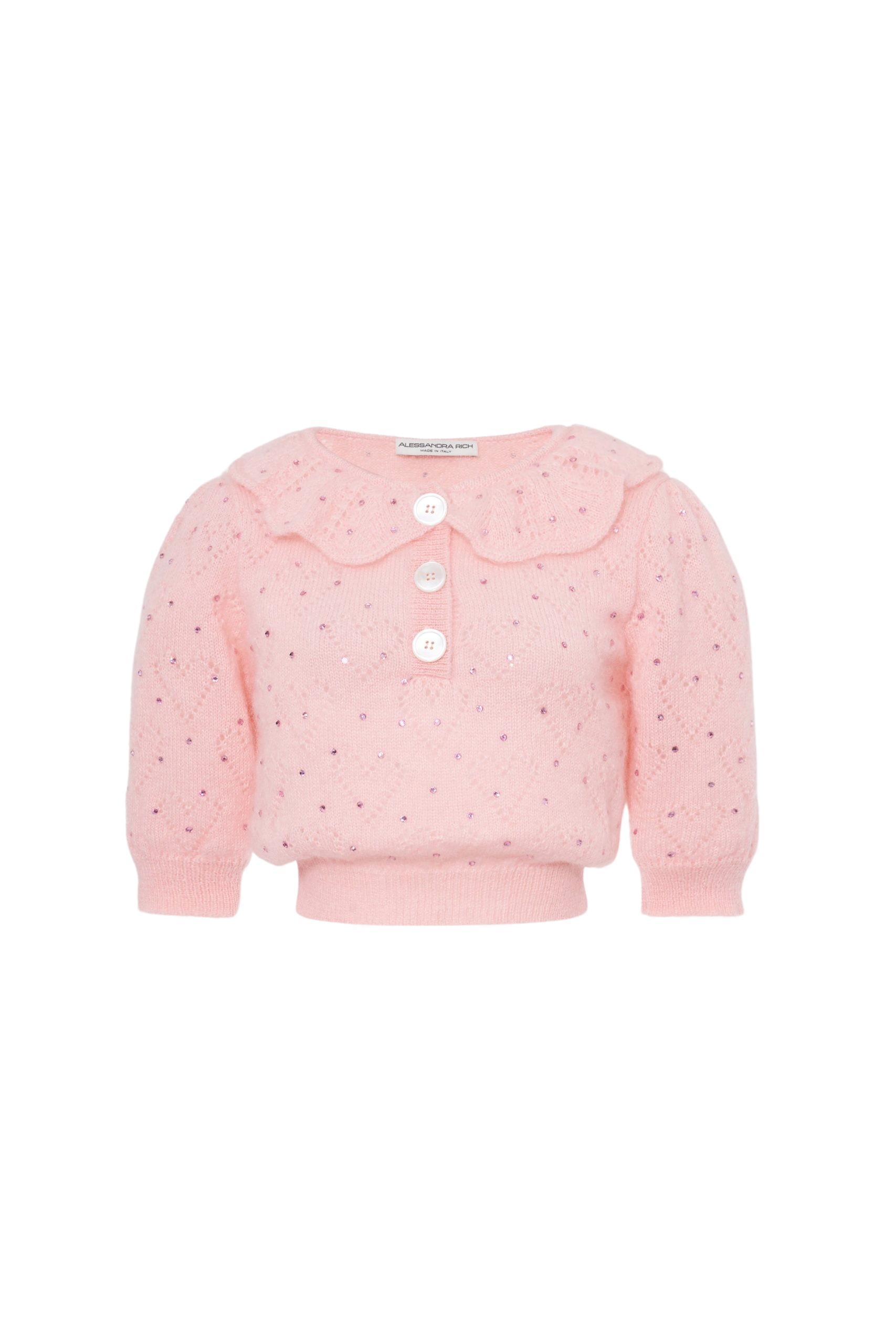 Alessandra Rich Knitted Mohair Jumper With Hotfix Knit
