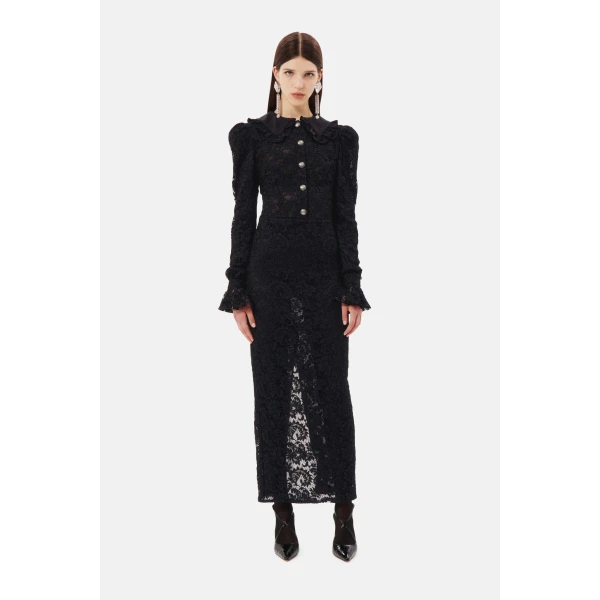 Lace Dress With Collar And Buttons - Image 2