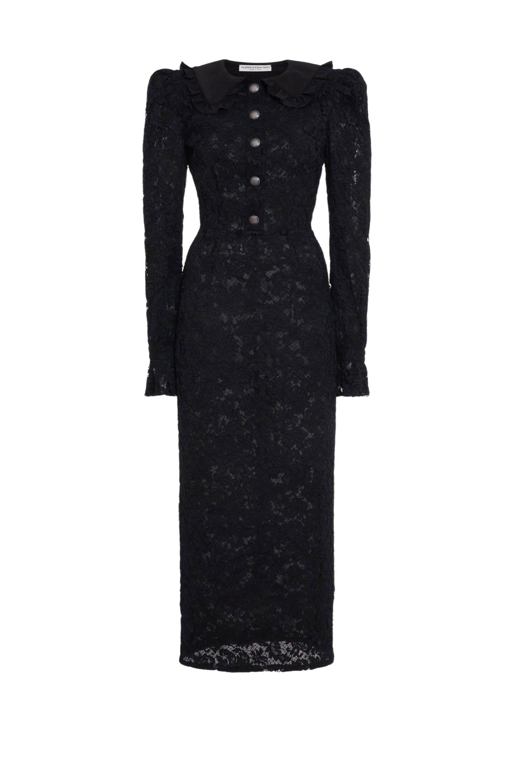 Alessandra Rich Lace Dress With Collar And Buttons