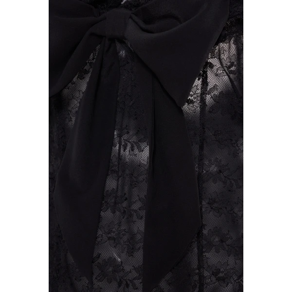 Lace Evening Dress With Volant Collar And Bow - Image 4