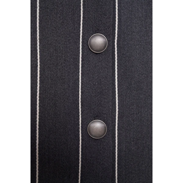 Light Wool Pinstripe Low Waist Mini Skirt, Buttons - Image 4
