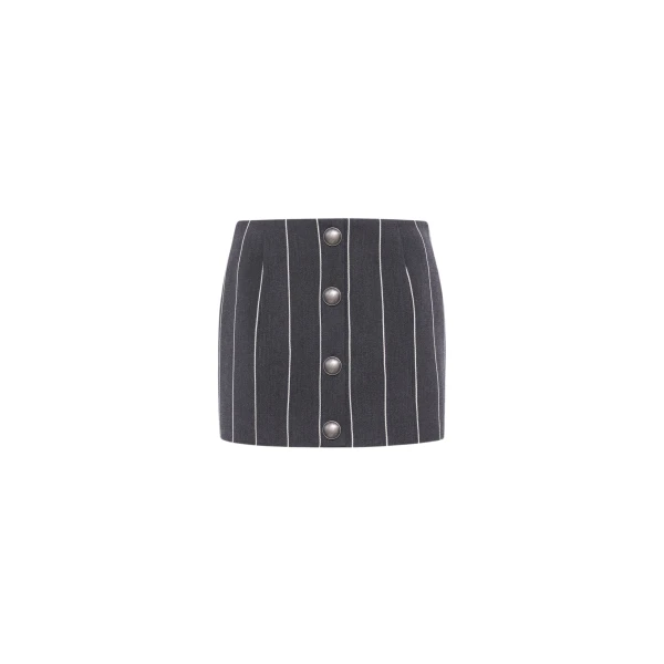 Alessandra Rich Light Wool Pinstripe Low Waist Mini Skirt Buttons scaled35823 nobg