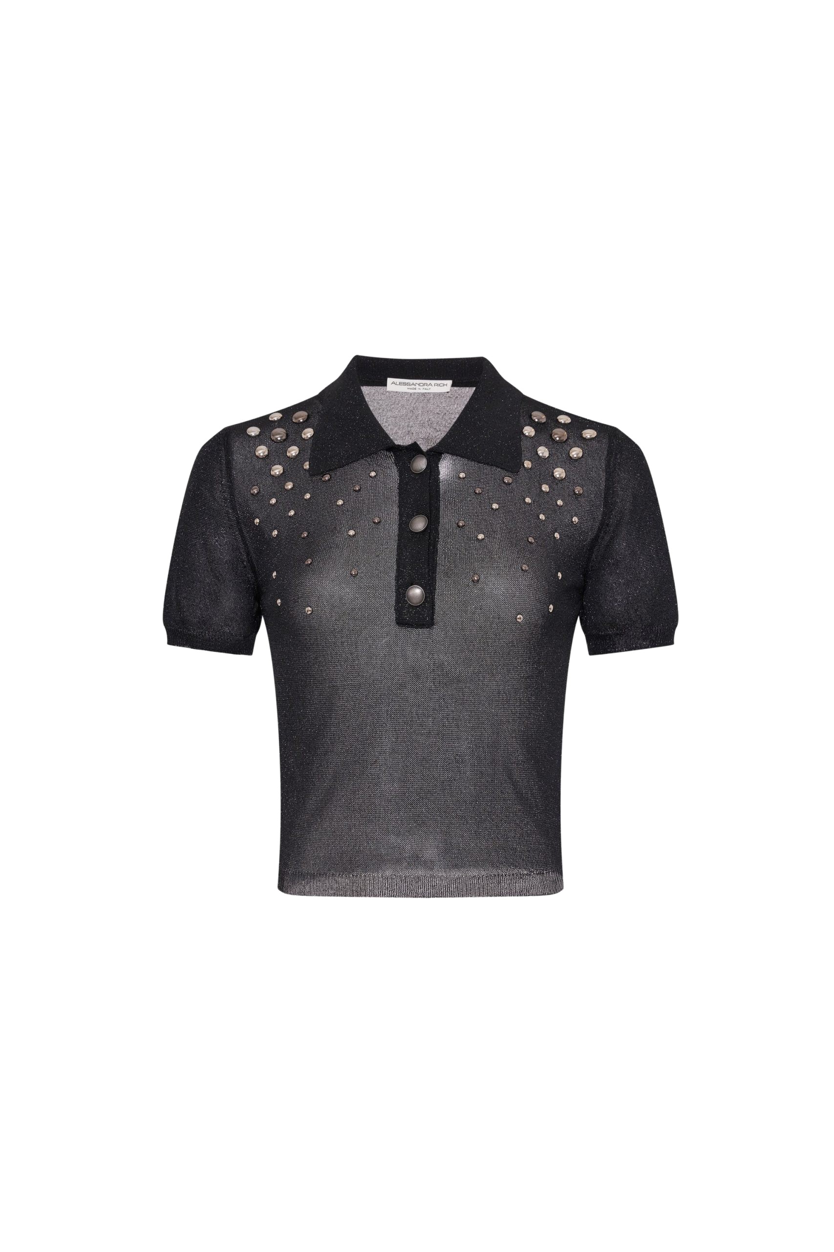 Alessandra Rich Lurex Knit Jumper With Metal Hotfix
