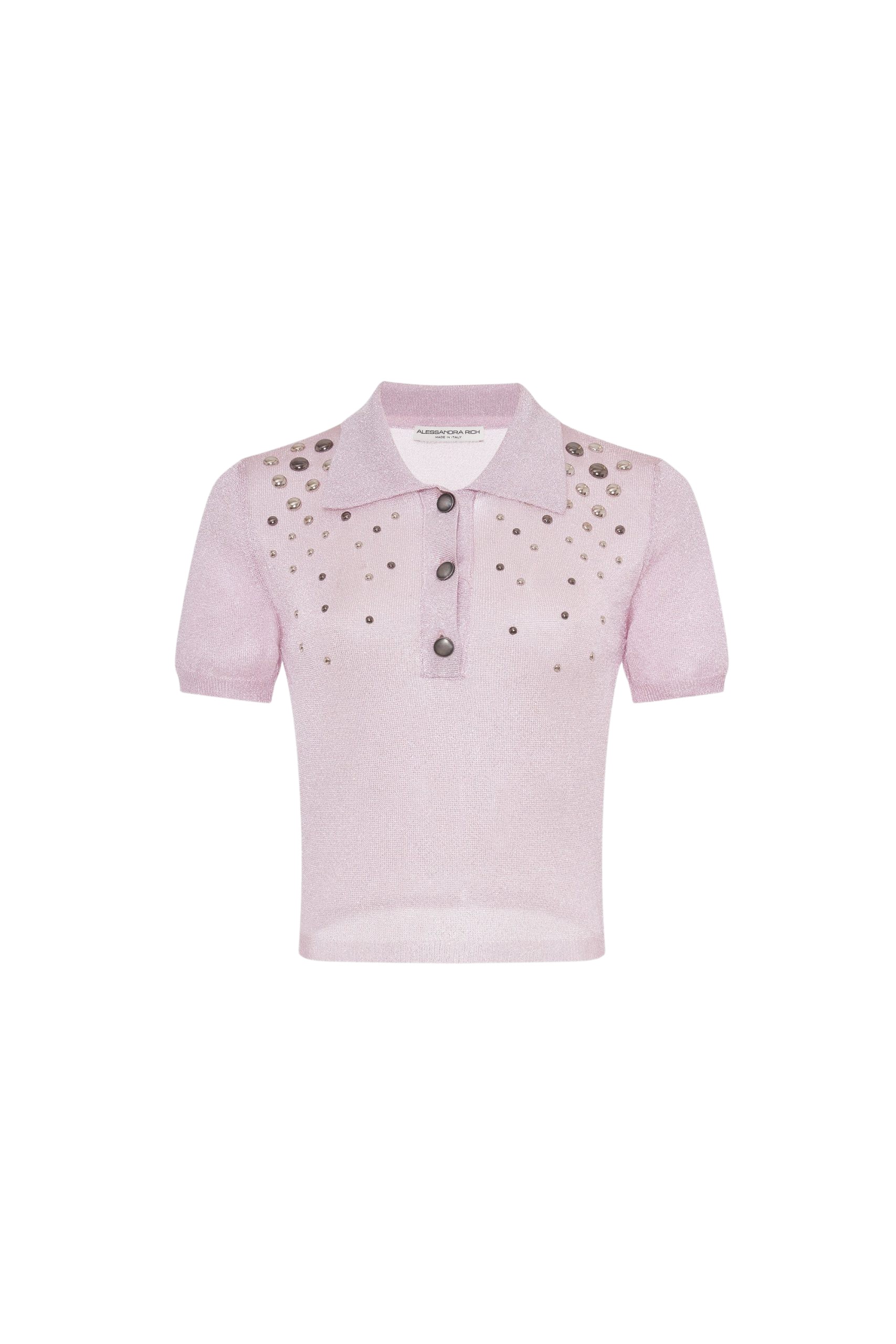 Alessandra Rich Lurex Knit Jumper With Metal Hotfix