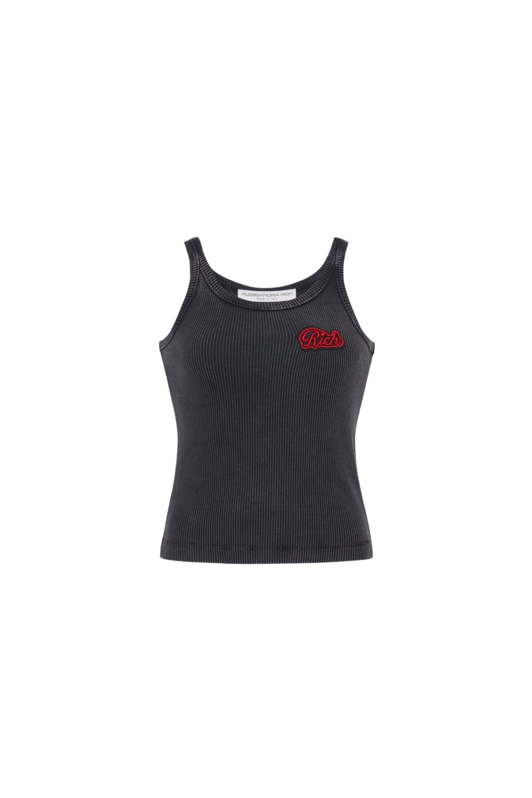Alessandra Rich Ribbed Jersey Tank Top With Patch