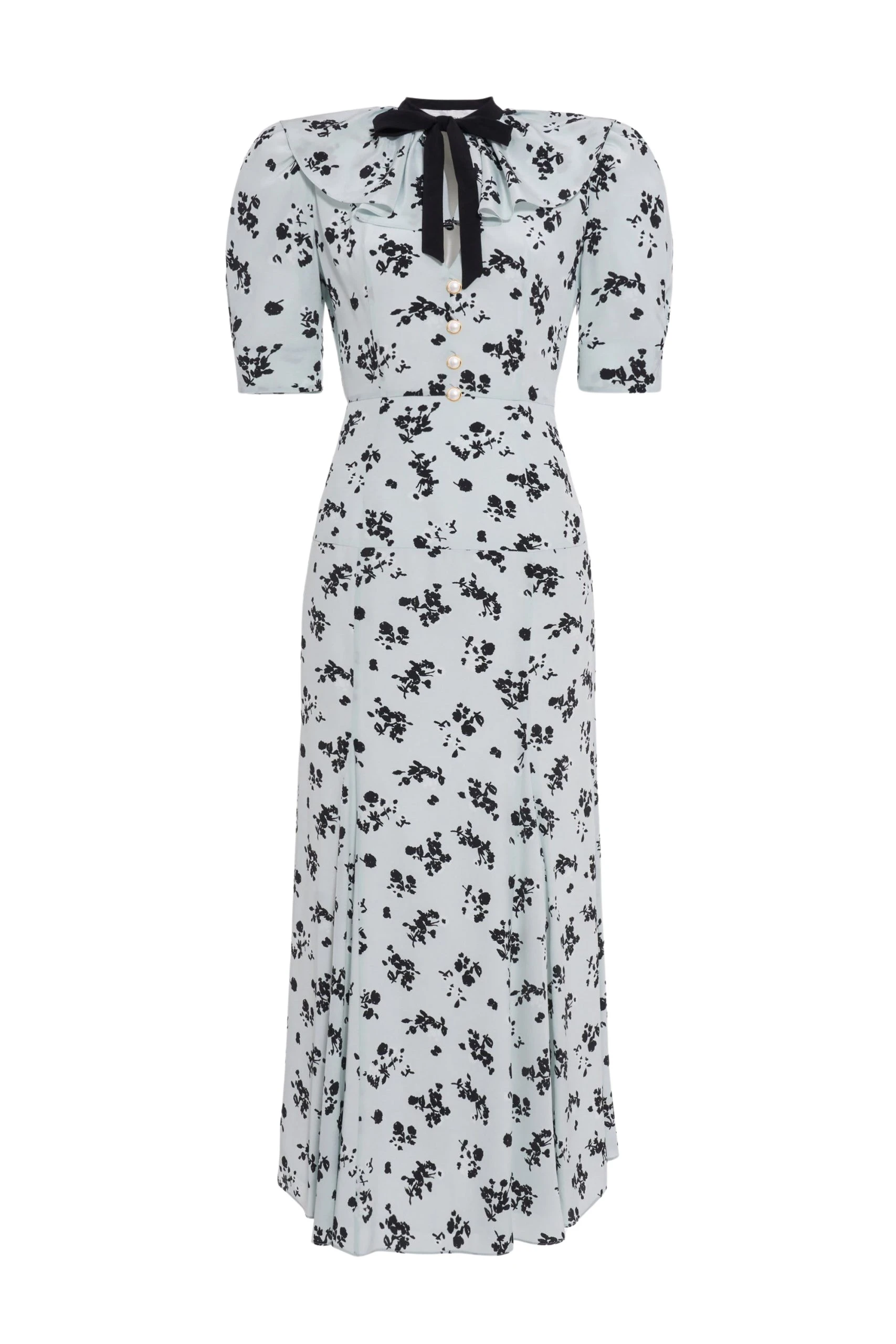 Alessandra Rich Rose Print Silk Dress With Volant Collar And Bow scaled44649 nobg Alessandra Rich Rose Print Silk Dress With Volant Collar And Bow scaled44649 nobg