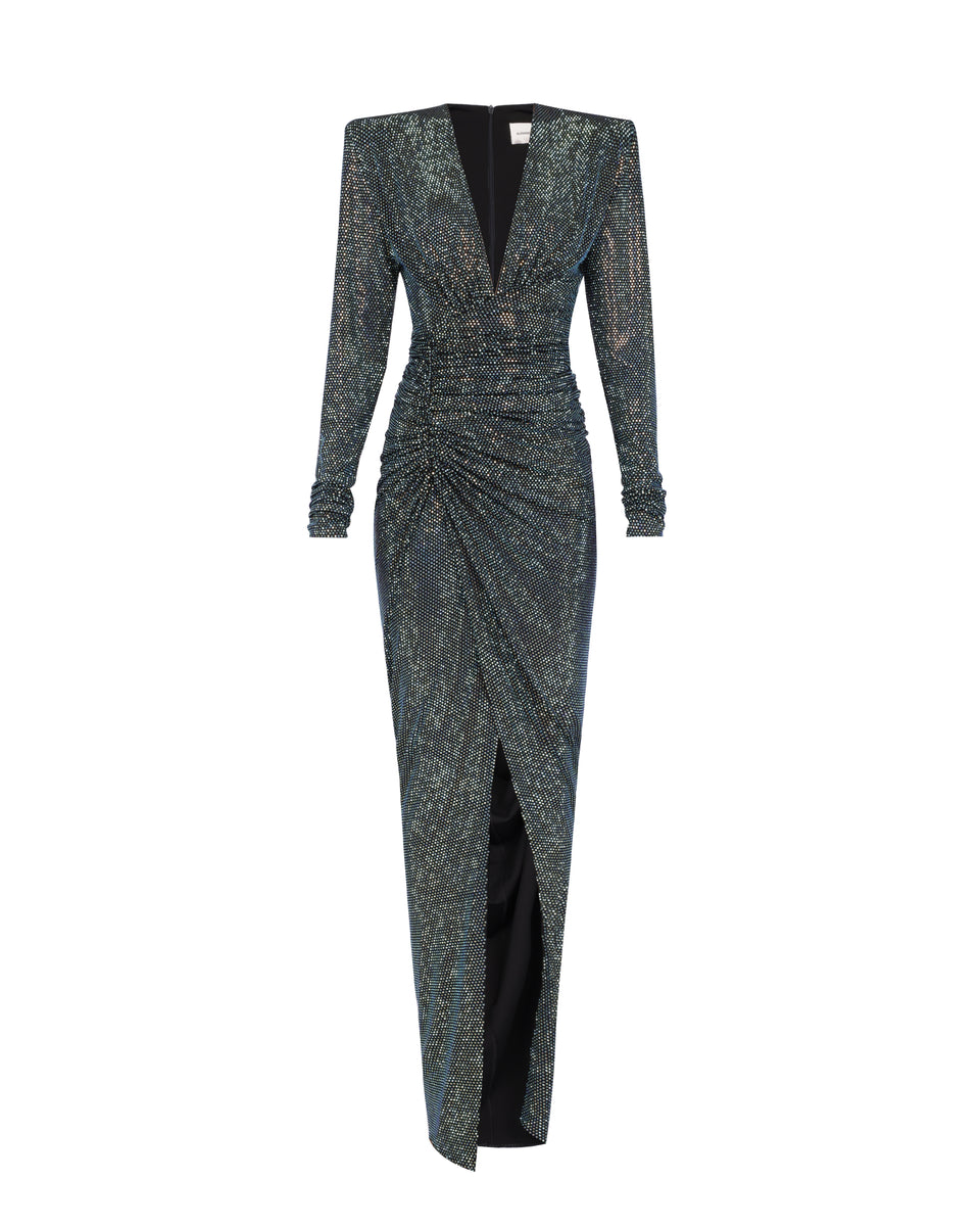 Alexandre Vauthier Crystalized V-Neck Maxi Dress