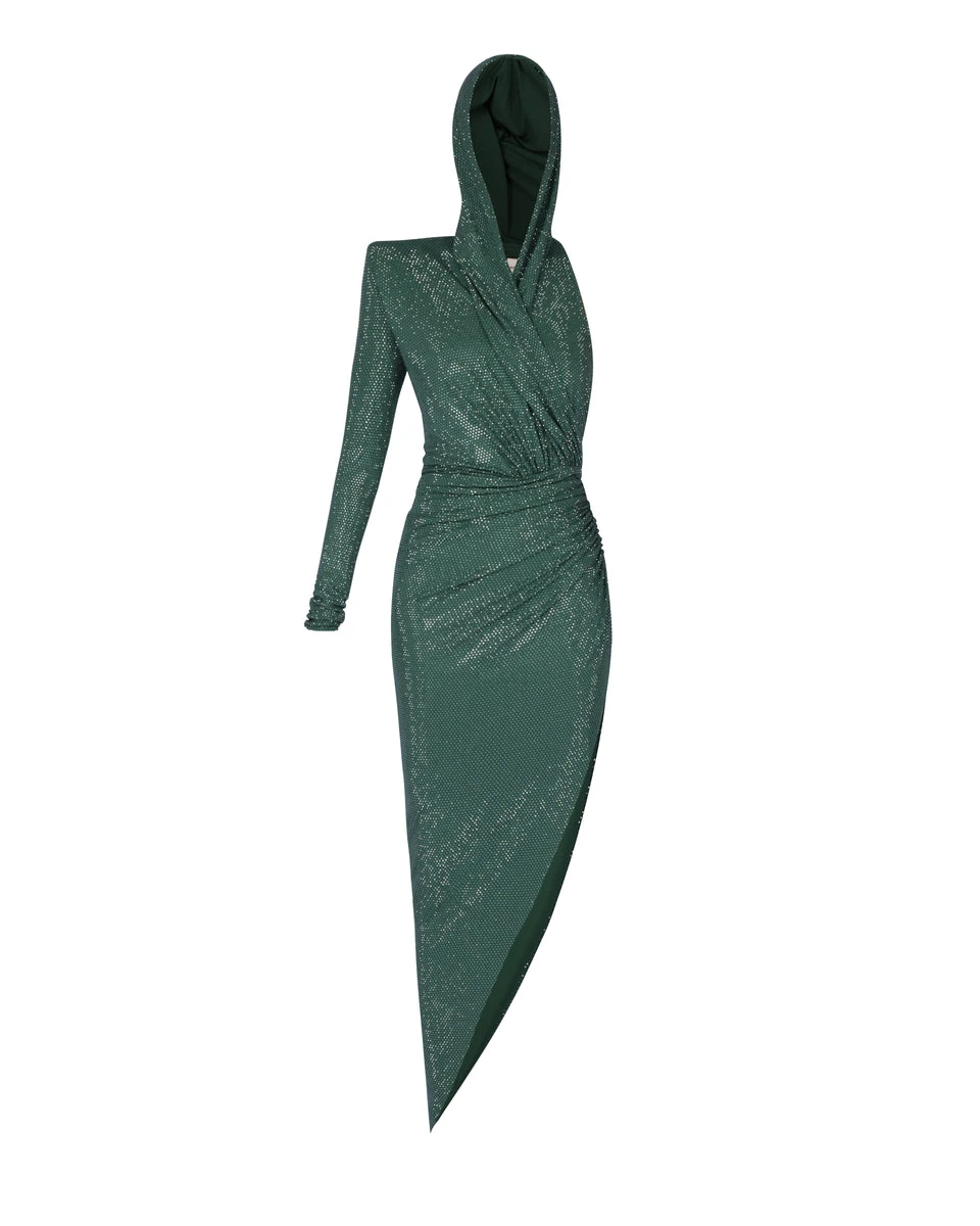 Alexandre-Vauthier-Crystallized-Hooded-Dress Alexandre Vauthier dress