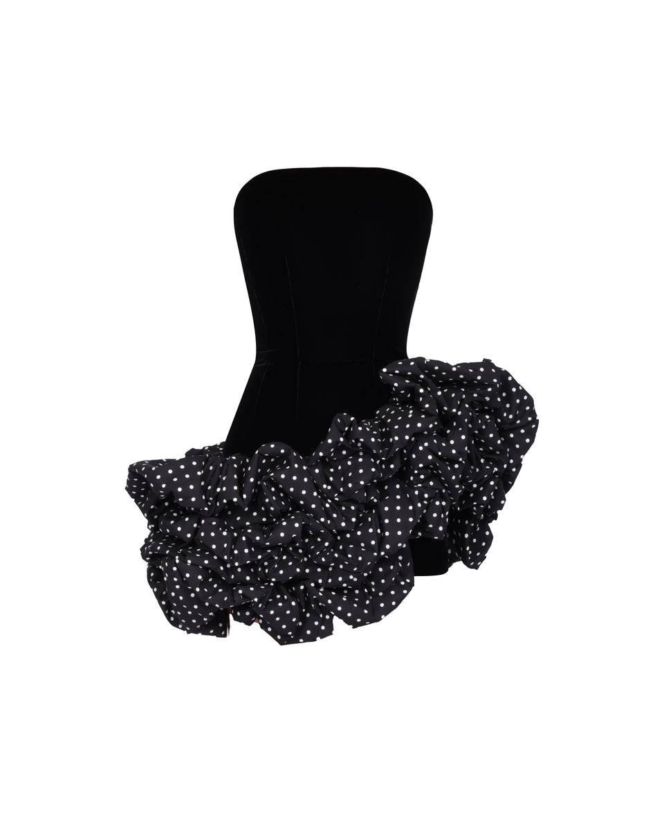 Alexandre Vauthier Strapless velvet mini dress with polka dot