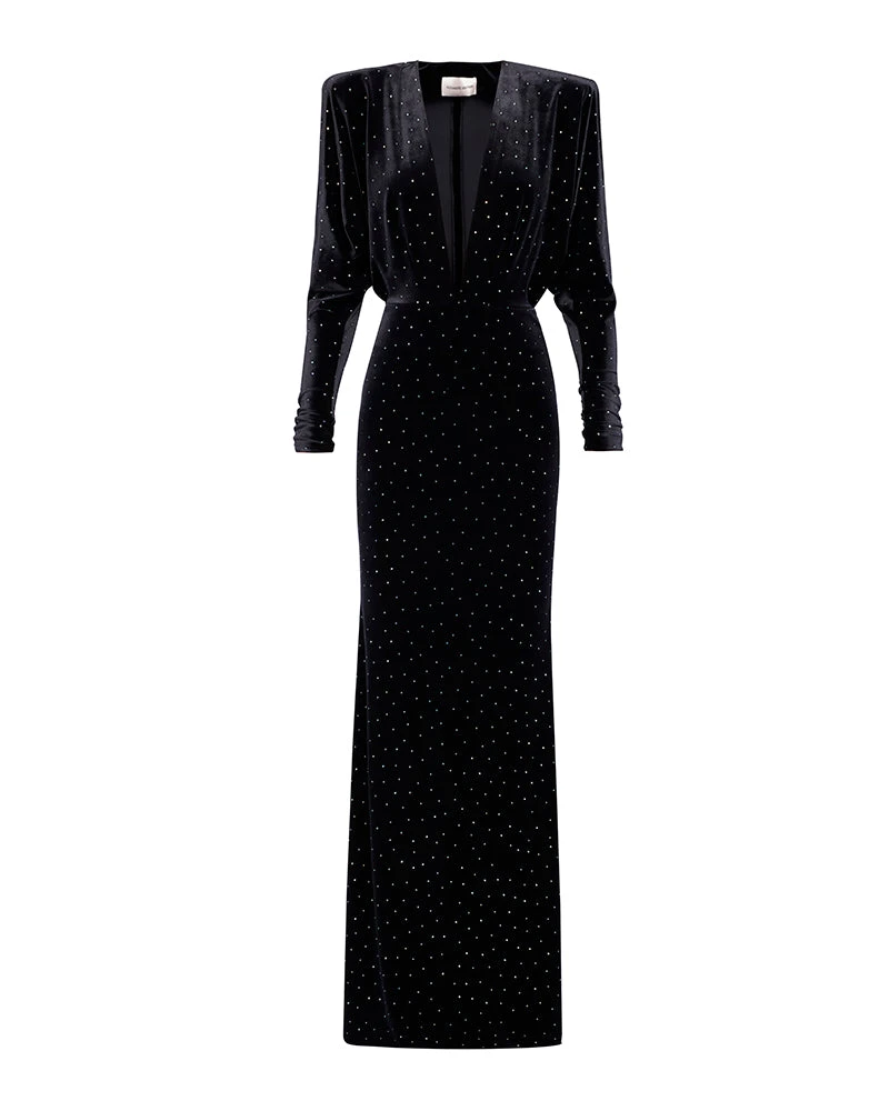 Alexandre-Vauthier-V-Neck-Crystallized-Maxi-Dress Alexandre Vauthier dress