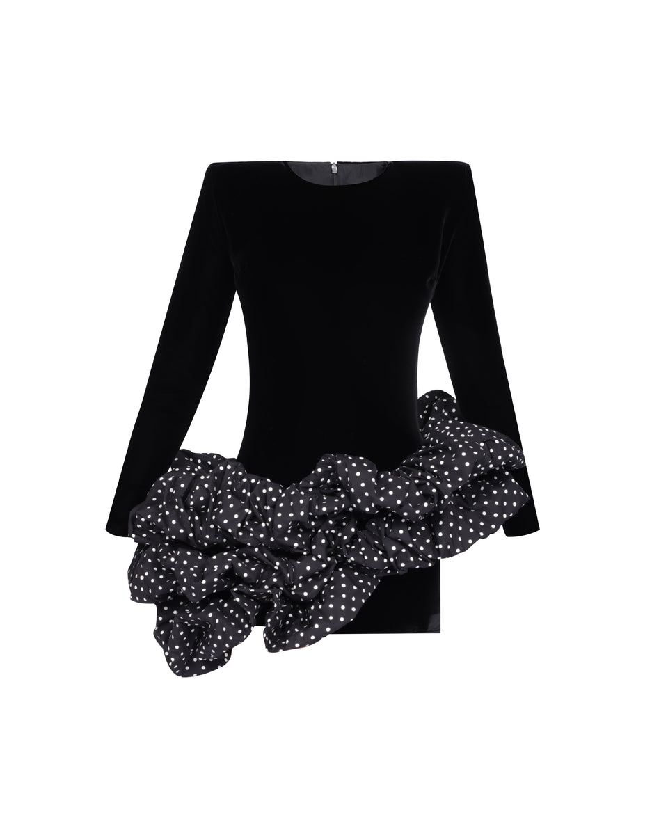 Alexandre Vauthier Velvet polka dot ruffles Mini Dress