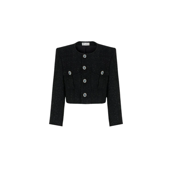 Loulou Brand Dreamgirls Cropped Tweed Blazer42197 nobg